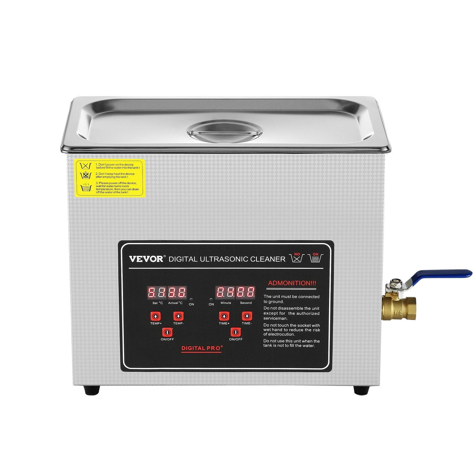 Professional Ultrasonic Cleaner 6L Digital Timer Heater Stainless Steel Heated Cleaning Machine for Jewelry Glasses Watch Rings Small Parts Circuit Board