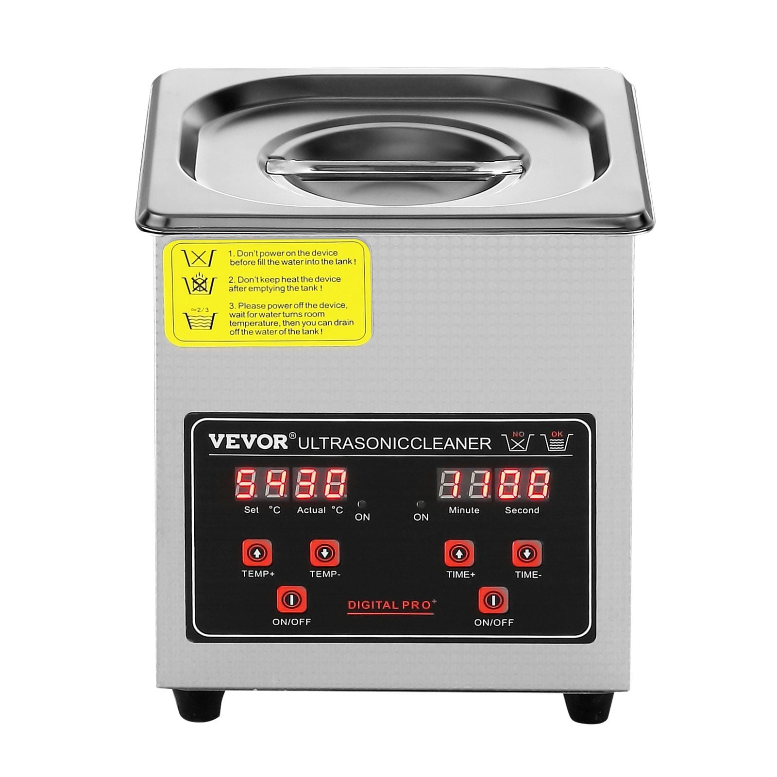 Professional Ultrasonic Cleaner with Digital Timer Heater 2L Stainless Steel Heated Cleaning Machine for Jewelry Glasses Watch Rings Small Parts Circuit Board