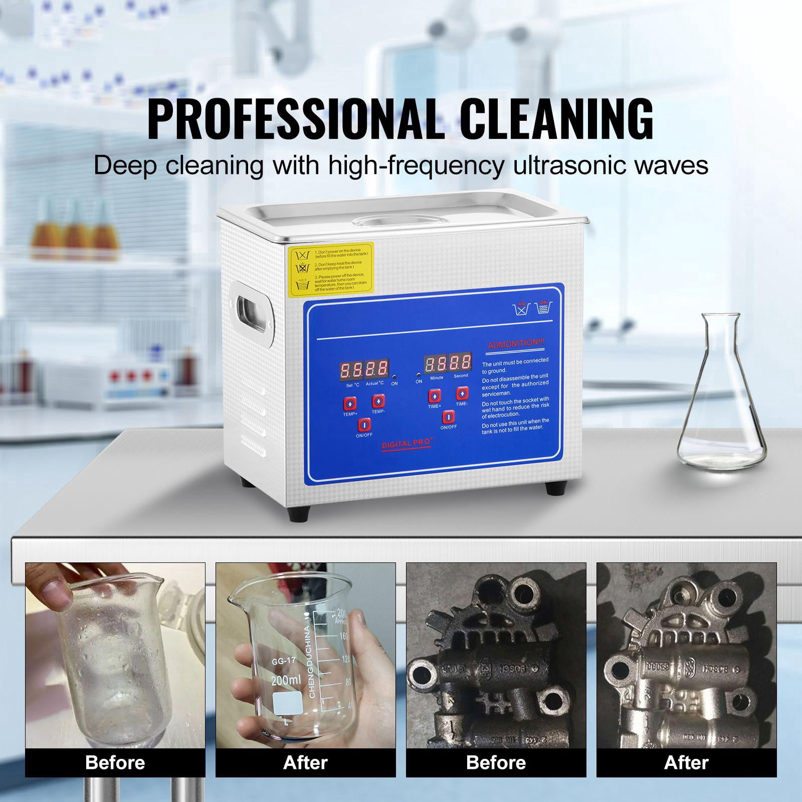 Professional Ultrasonic Cleaner with Digital Timer Heater 3L Stainless Steel Heated Cleaning Machine for Jewelry Glasses Watch Rings Small Parts Circuit Board