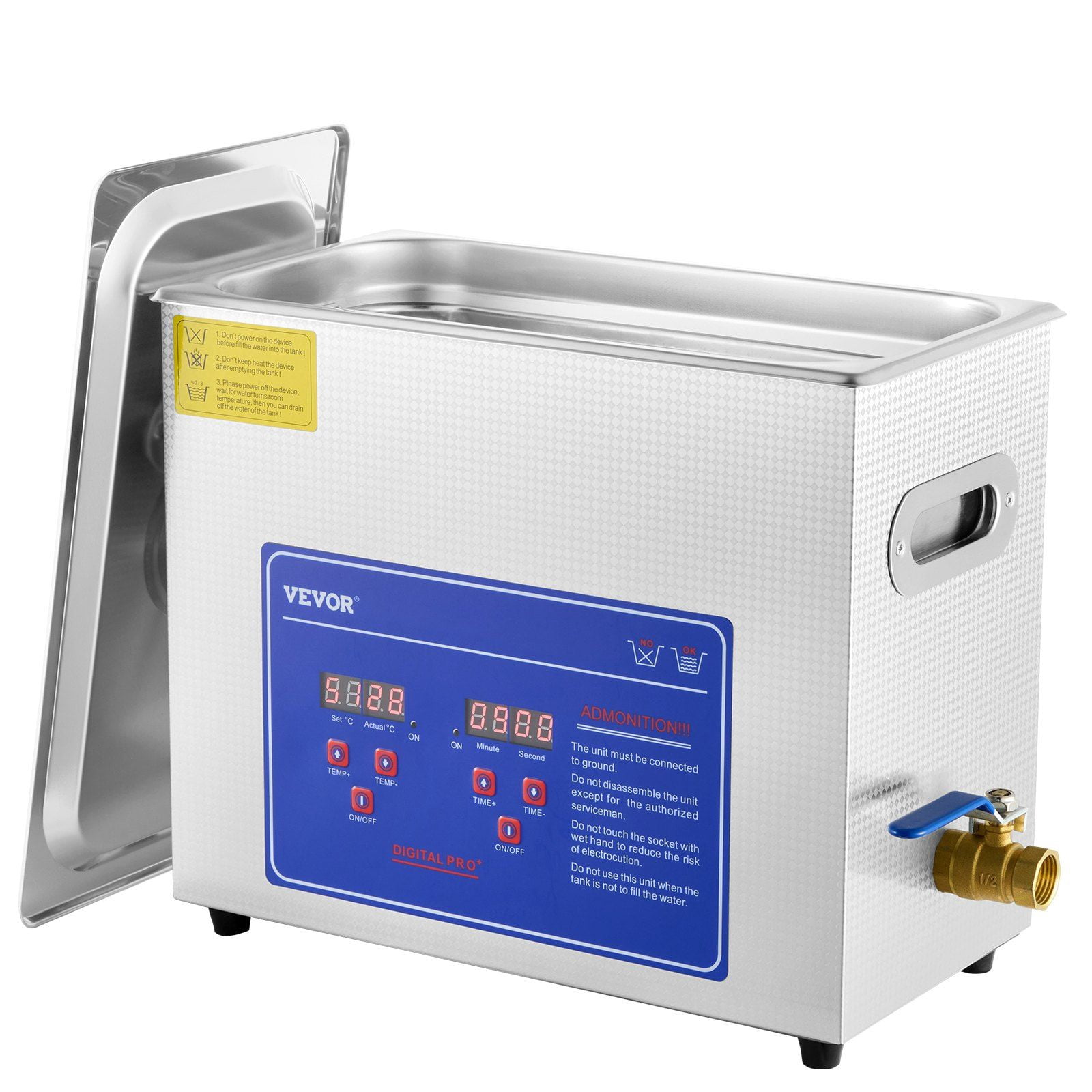 Professional Ultrasonic Cleaner with Digital Timer Heater 6L Stainless Steel Heated Cleaning Machine for Jewelry Glasses Watch Rings Small Parts Circuit Board