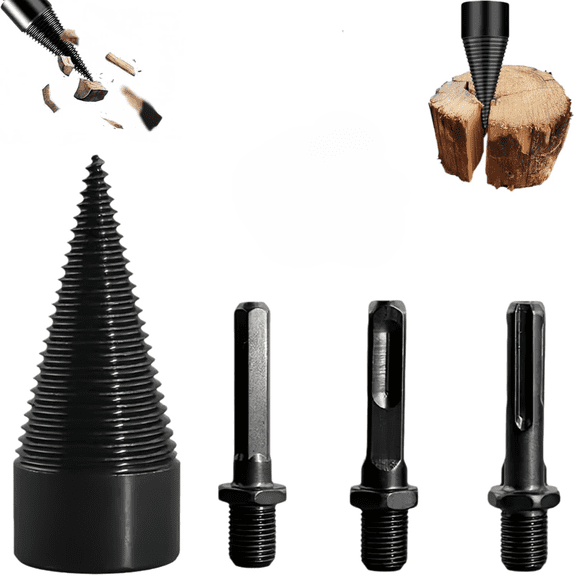 The Professional Upgrade for Firewood Prep, with Four Types of Shafts, Durable Drill Set Makes Quick Work of Logs, Made of High-Carbon Steel, Non-Slip, Save Time and Effort