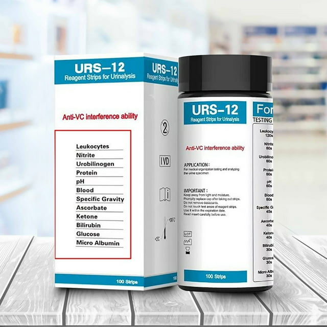 Professional Urinalysis Test Strips 100 Pieces with pH Value Reagent