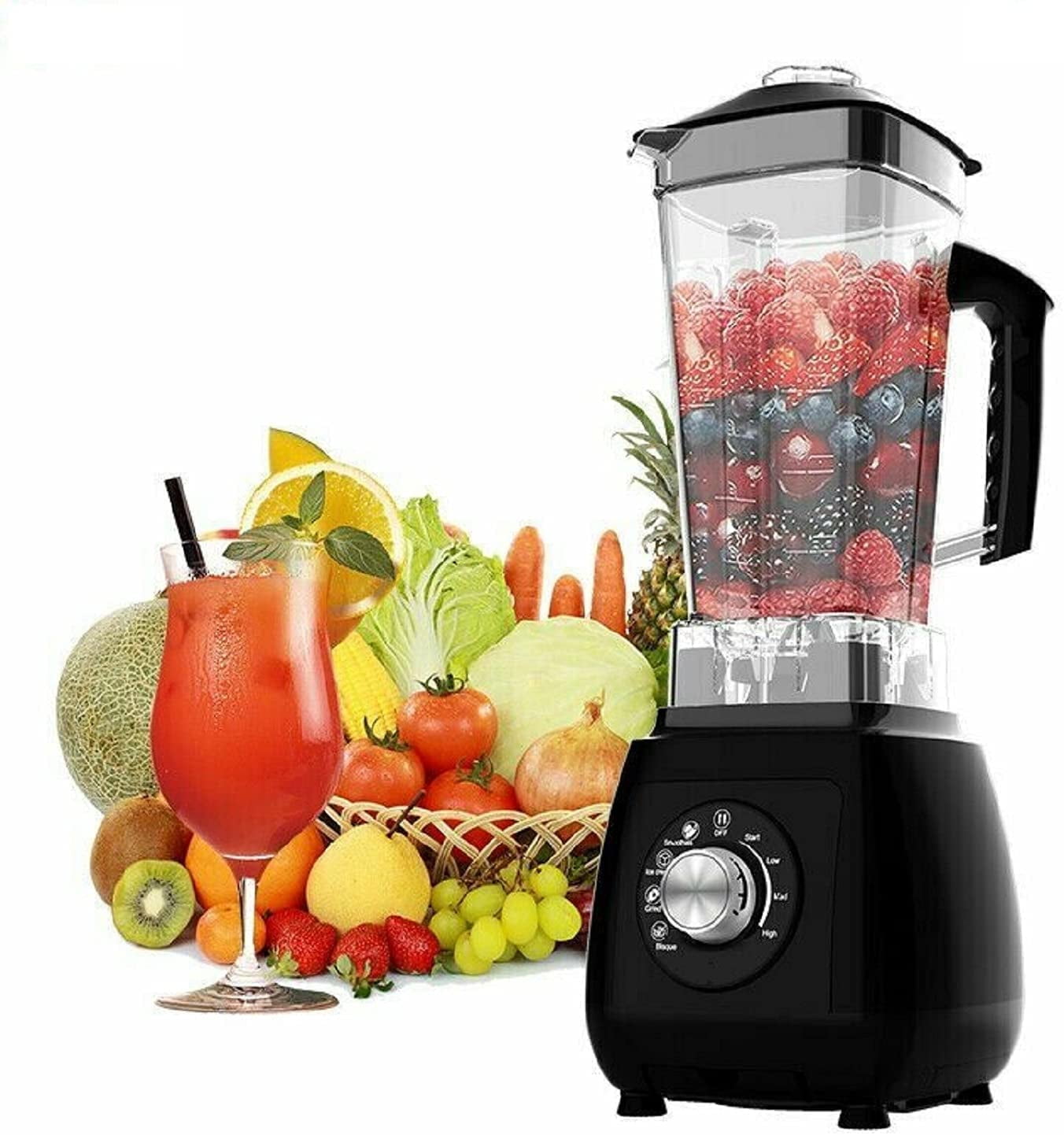 JUSANTE Blender, Countertop Blender for Smoothies with 64 oz Glass Jar  Kitchen, 1200 Watts High Speed Juicer Blender Ice Crusher for Shakes Frozen