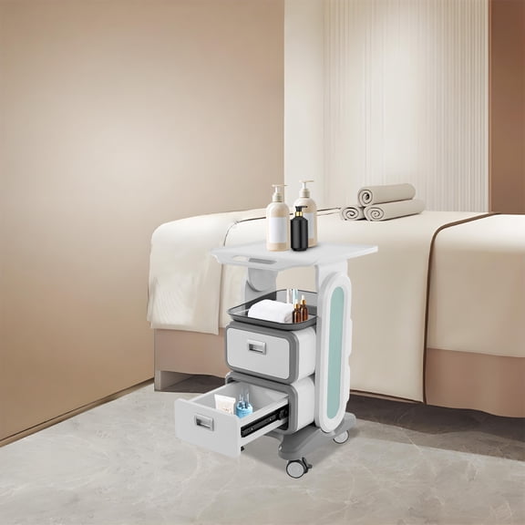 Professional Utility Cart with Wheels, Dental Office Rolling Cart with Drawers, Medical Trolley Cart, Rolling Storage Cart (17.32*17.32*28.94inch)