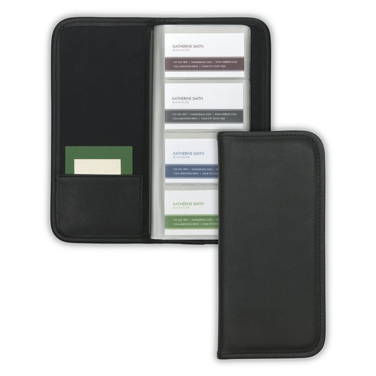 Business Card Holder, Holds 160 3.5 x 2 Cards, 4.75 x 10.13, Vinyl, Black Business Card Holder, Holds 160 3.5 x 2 Cards, 4.75 x 10.13, Vinyl, Black
