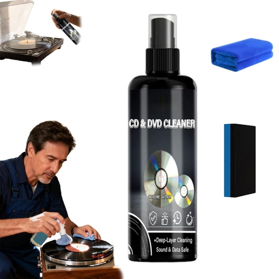 Professional Vinyl Record Cleaner,Vinyl Care Cleaning Solution, Record Cleaner Kit,120ml Album Dust Removal Spray, Streak Free Formula Soft Application (1PCS)