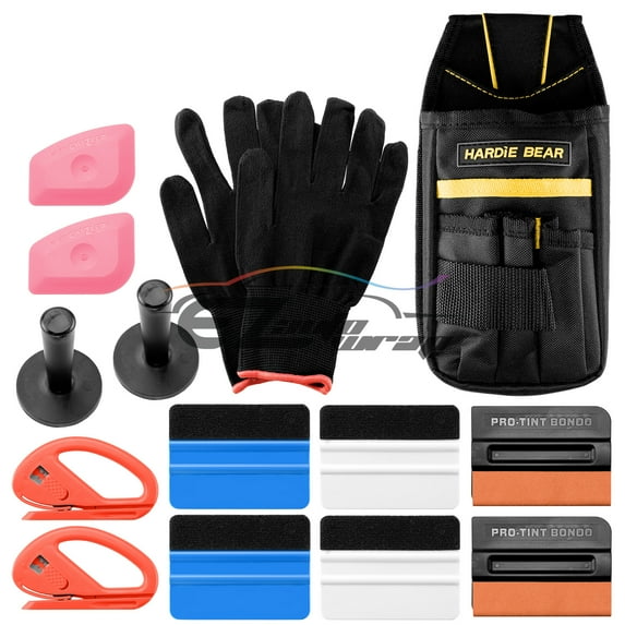 Professional Vinyl Wrap Window Tint Film Application Tool Kit Scratch Free Pro Tint Felt Squeegees Lil Chizlers Gloves Tool Bag Snitty Cutter Razor Magnets TK08