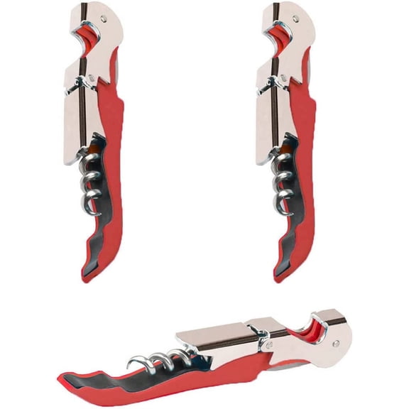Professional Waiter Corkscrew Wine Openers Set (2 PCS),Upgraded With Heavy Duty Stainless Steel Hinges Wine Key for Restaurant Waiters, Sommelier, Bartenders (Red 2 Packs)