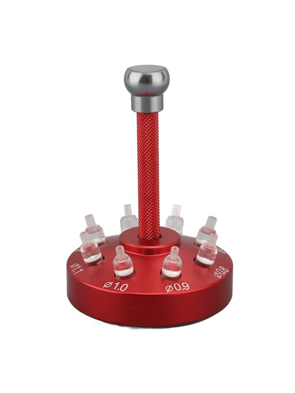 Professional Watch Hands Fitting Setting Presser Tool Kit, Alloy Steel Fitter with 8 Pcs Setting Head for Watchmaker, Watch Hand Pusher Repair Tool (5.2 cm / 2 inches Base, 7.5 cm / 3 inches Handle)