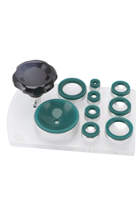 Professional Watch Suction Back Case Opener Set with 9 Nonmarking Silicone Dies for Damage-Free Watch Cover Removal and Watch Repair, Green (16 mm to 66 mm / 0.63 inches to 2.60 inches)