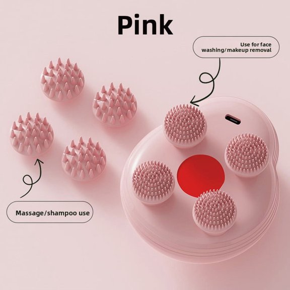 Professional Waterproof Electric Scalp Massager, Wet & Dry Hair Scrubber with 4 Kneading Nodes, Rechargeable 3-Mode Cordless Head Relaxer for Daily Grooming and Stress Relief