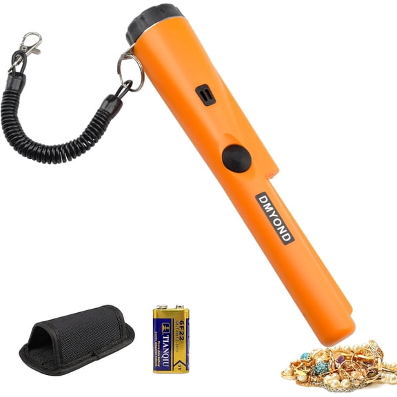 Professional Waterproof Handheld Metal Detector Pinpointer Wand, High Sensitivity 360 Treasure Finder Probe for Adults Kids Outdoor Search Orange