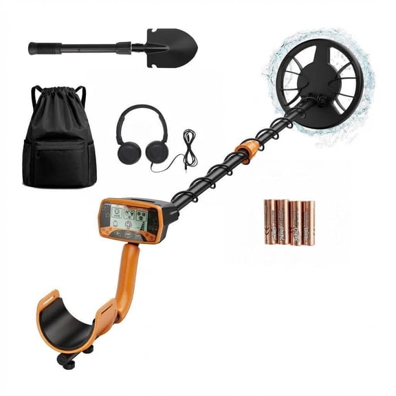 Professional Waterproof Metal Detector with LCD Display, Adjustable Length 8 and 11 Inch Search Coil, All Metal and Discrimination Modes for Gold Silver Treasure Hunting, Adults and Kids