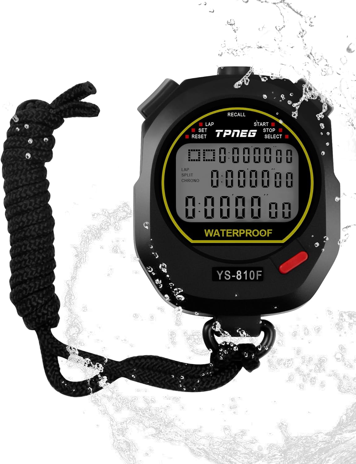 Professional Waterproof Stopwatch for Coaches : 3-Row Large Screen, 10 ...