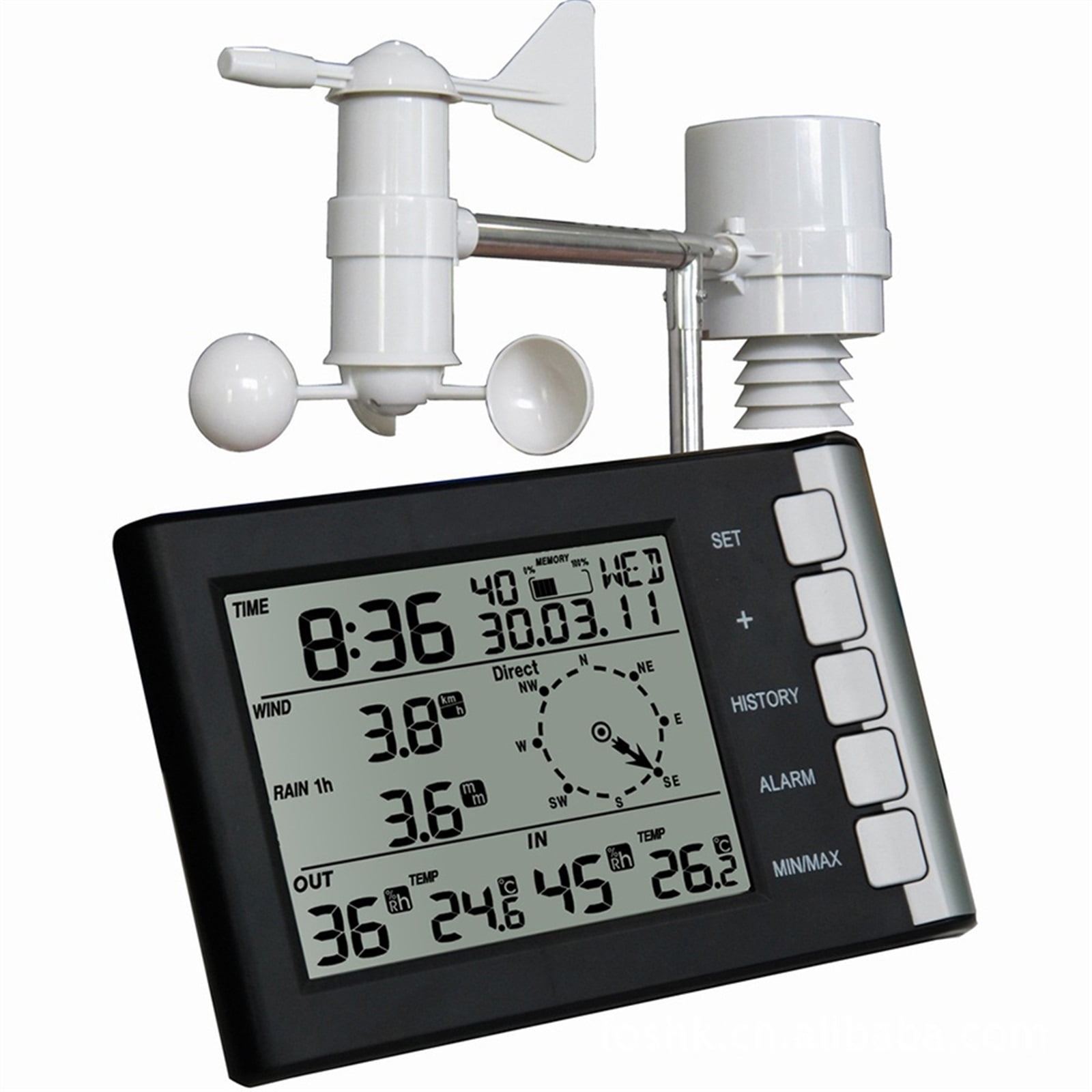 Professional Weather Station Wind Speed Wind Direction Temperature Humidity Rain 433Mhz ,Easy to Install