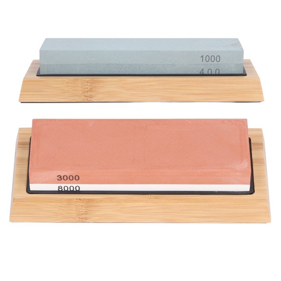 Professional Whetstone Sharpening Stone Kit 400 1000 3000 8000 Grit Set Non Slip Wooden Base 9 Piece (9.84 inches / 25 cm)