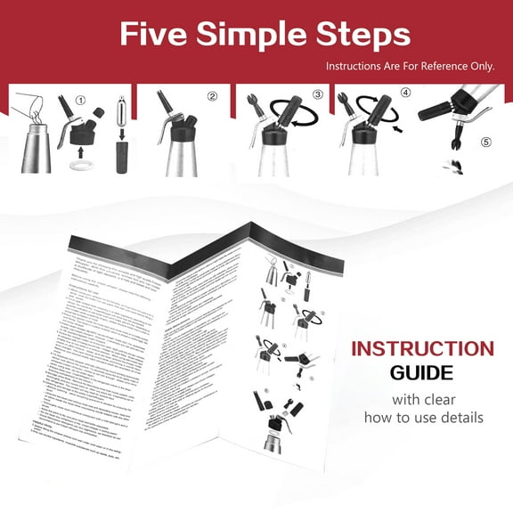 Professional Whipped Cream Dispenser, Durable Aluminum Cream Whipper, 1 Pint / 500 mL Homemade Cream Maker, With 3 Cooking Decoration Nozzles and Cleaning Brush - N2O Chargers (Not Included)