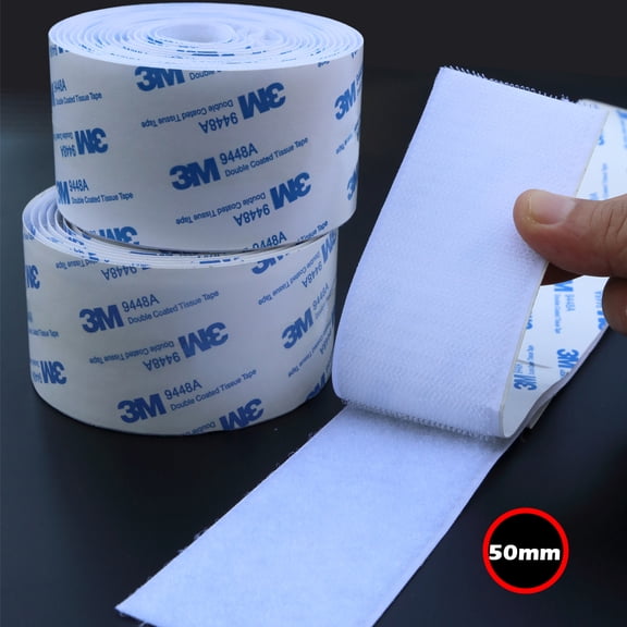 Professional White Self-Adhesive Hook and Loop - 2 Inch Wide x 10FT, All-Weather for Indoor Projects & Crafts