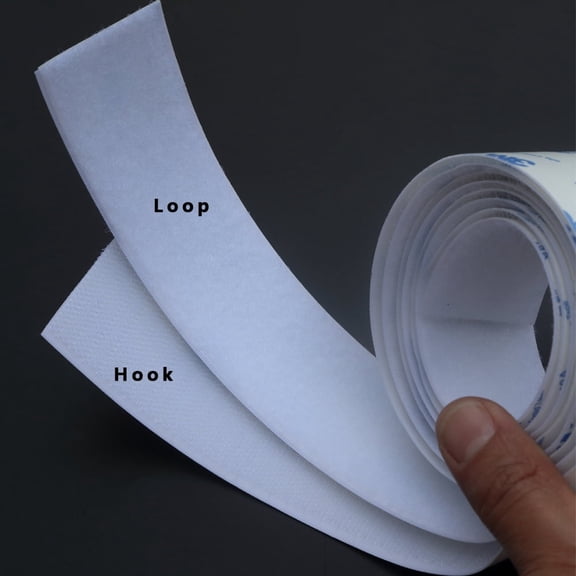Professional White Self-Adhesive Hook and Loop – 38mm Wide All-Weather for Interior & Holiday Projects