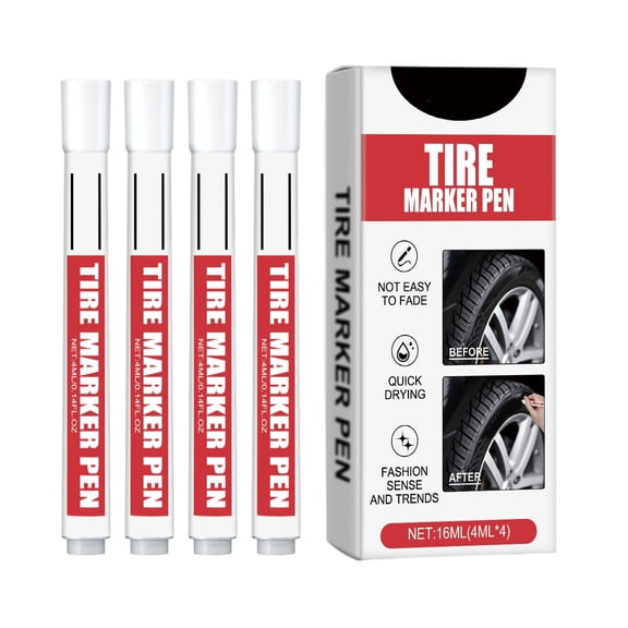 Professional White Tire Paint Labeling Markers 4PCs Water Resistant High Coverage Markers For Vehicle Tire Customization