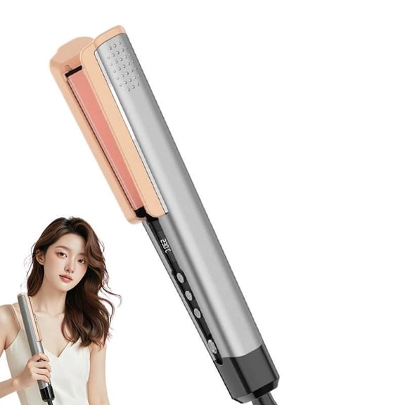 Professional Wide Plate Hair Straightener with Titanium Ceramic Coating, 1.75 Inch Flat Iron for Thick and Long Hair, Rapid PTC Heating Styler with Negative Ion Tech for Frizz-Free Results, Gray