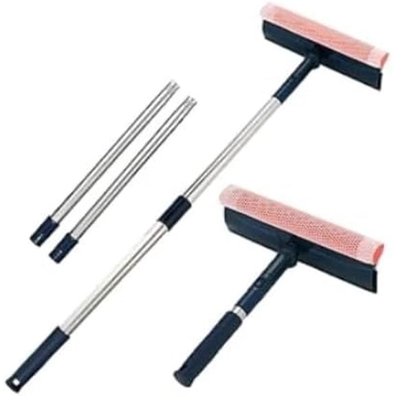 Professional Window ,2-in-1 Window Cleaner with 56" Long Stainless Steel Handle,Window Washing Kit, Glass Door Cleaner,Multi-Use  Windshield Cleaning Tool for Gas Station, Glass,Shower
