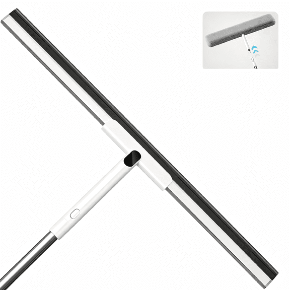 Professional Window Squeegee,2 in 1 Window Cleaner with Long Stainless Steel Handle,Car Window Squeegee for Gas Station, Glass,Shower
