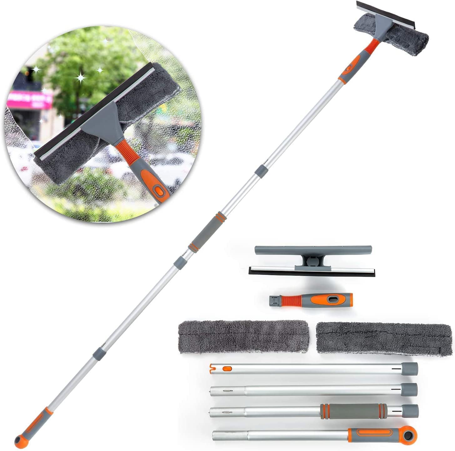 Window Squeegee, 2-in-1 Window Cleaner with 55 Extension Poles