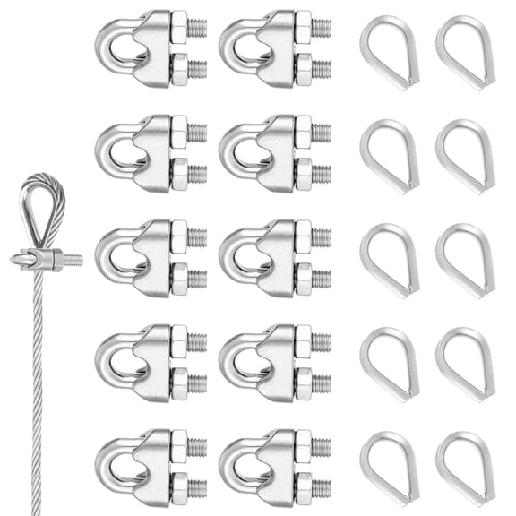 Professional Wire Rope Clamps Pack of 10 Weatherproof Hardware Cable U Clamping Upgrades for Rigging Systems