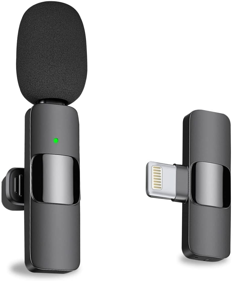 Professional Wireless Lavalier Lapel Microphone for iPhone, iPad - Cordless Omnidirectional Condenser Recording Mic for Interview Video Podcast Vlog YouTube