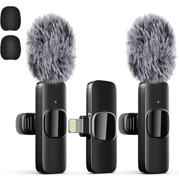 Professional Wireless Lavalier Lapel Microphone for iPhone, iPad, Mini Video Recording Mic for Interview Video Podcast Vlog YouTube & Livestream, Noise Reduction, Plug & Play