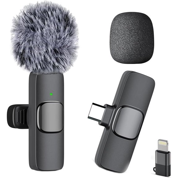 Professional Wireless Mini Microphone for iPhone, iPad, Android Phone, Cordless Omnidirectional Lavalier Lapel Mic, Plug-Play Interview Video Podcast Vlog YouTube