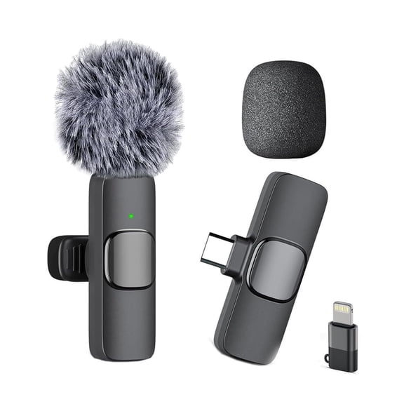 Professional Wireless Mini Microphone for iPhone, iPad, Android Phone, Cordless Omnidirectional Lavalier Lapel Mic, Plug-Play Microphone for Interview Video Podcast Vlog YouTube
