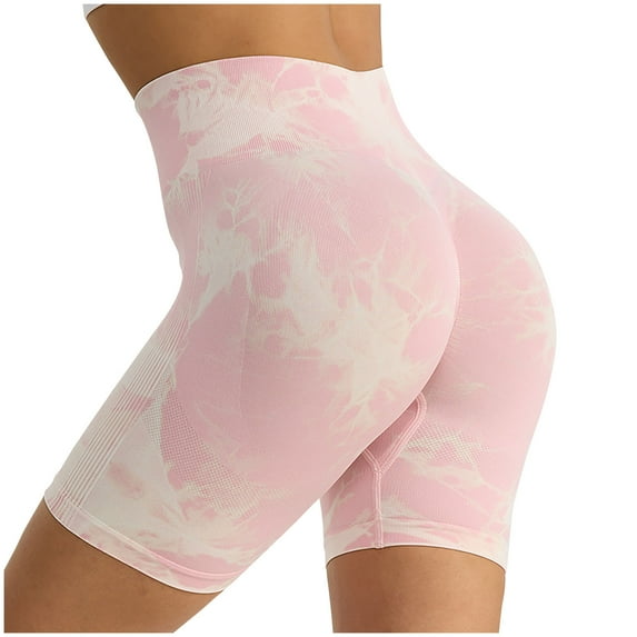 Professional Women Workout Shorts Seamless High Waisted Contour Gym Yoga Biker Shorts Pink S
