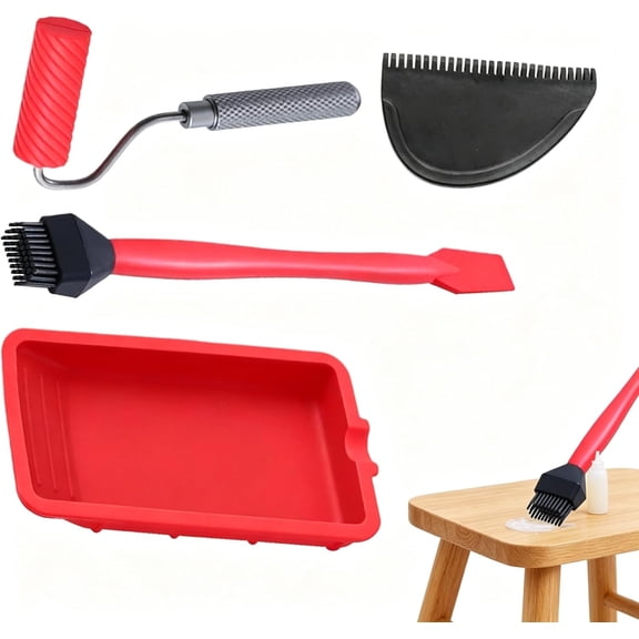 Professional Wood Glue Applicator Kit, Reusable Adhesive Spreader & Brush Tool for Woodworking, Arts & Crafts(RL 1 Set)
