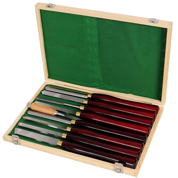 Professional Wood Lathe Chisel Set with Beech Wood Handles 8 Pcs HSS Steel Turning Tools for Spindle, Bowl, Furniture and Root Carving