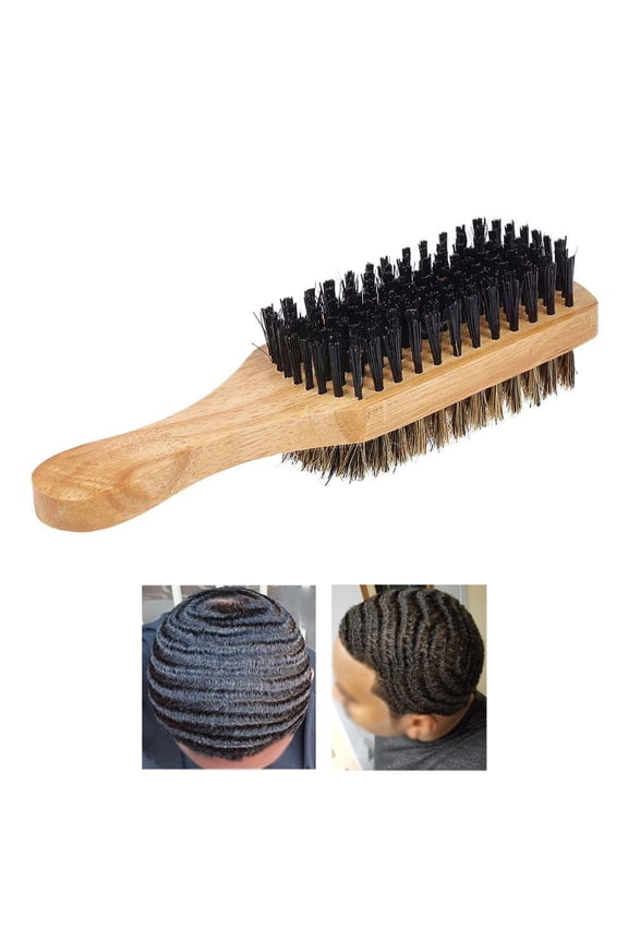 Professional Wood Wave Brush Boar 2-Sided Wolfing Layer Waves Firm Soft Bristles