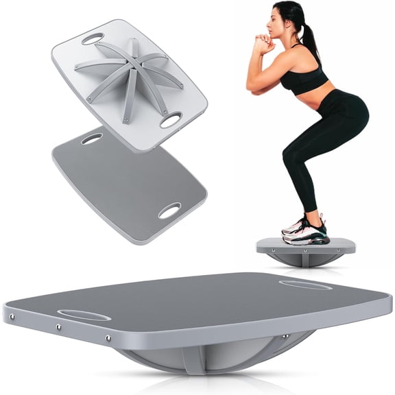 Professional Wooden Balance Board, 360 Degree Portable Wobble Board with Comfortable Surface, Standing Desk Rocker Board for Physical Therapy, Core Strength Stability Training