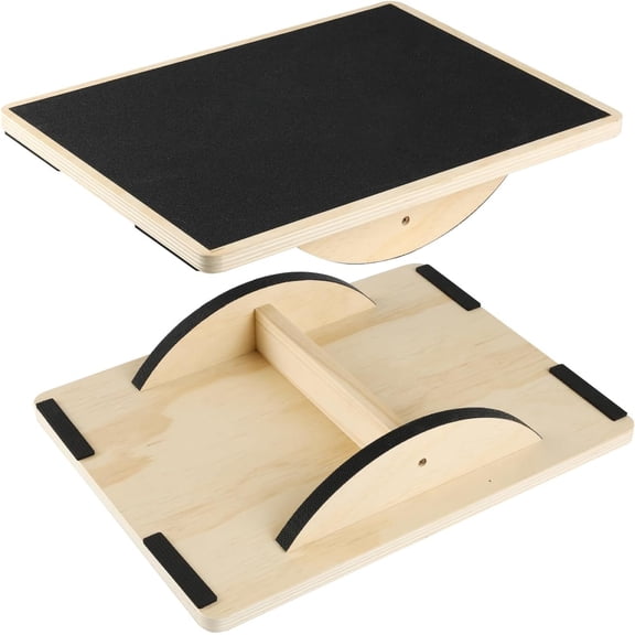Professional Wooden Board for Adults-Anti-Slip 350LBS Wobble Board for Physical Standing Desk Core Strength-Rocker Board Balancing Board (Classic)