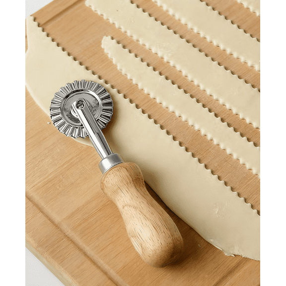 Professional Wooden Dough Cutter - Stainless Steel Blade Pastry Scraper, Multi-Purpose Bench Scraper & Bowl Scraper for Baking Bread, Pastry, Pizza - Kitchen Baking Tool with Ergonomic Handle