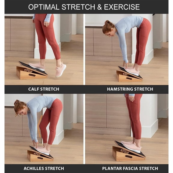 Professional Wooden Slant Board, 5 Positions Adjustable Slant Board for Calf Stretching Squats Incline Board and Calf Stretcher, Slant Squat Board for Knees Ankle Heel Feet Leg