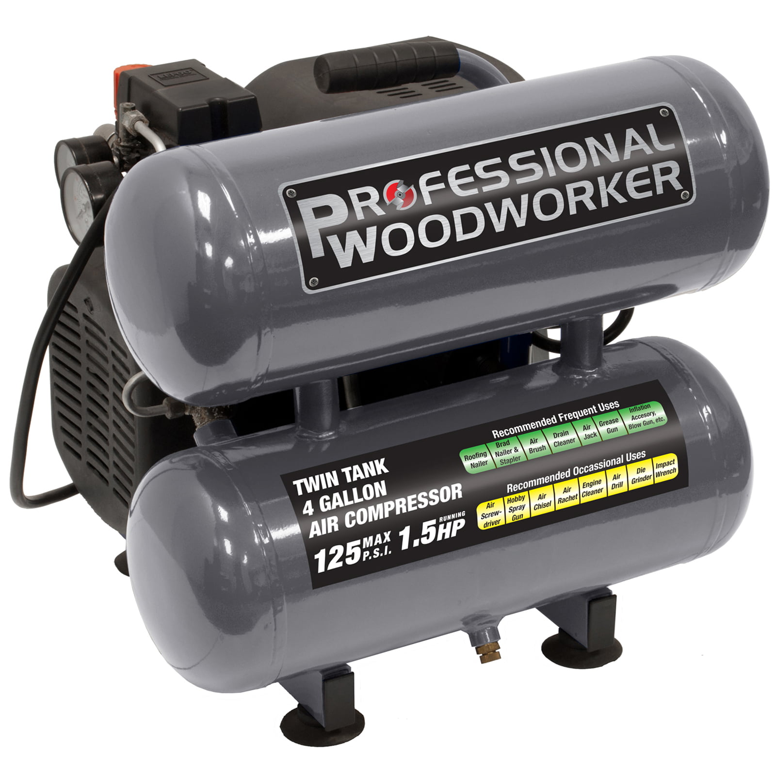 uitblinken militie paneel Professional Woodworker 4 Gallon Twin Stack Air Compressor - Walmart.com