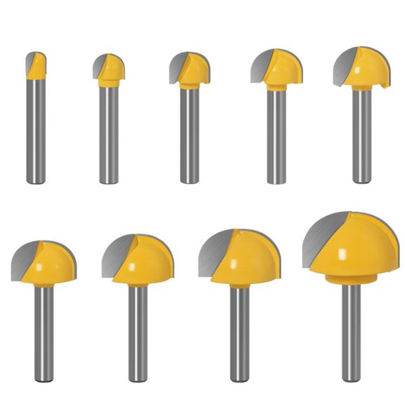 Professional Woodworking Routers Bit Set With 6Mm Shank with 9 Different Sized Round Bottom Cutter For Smooth Finishing