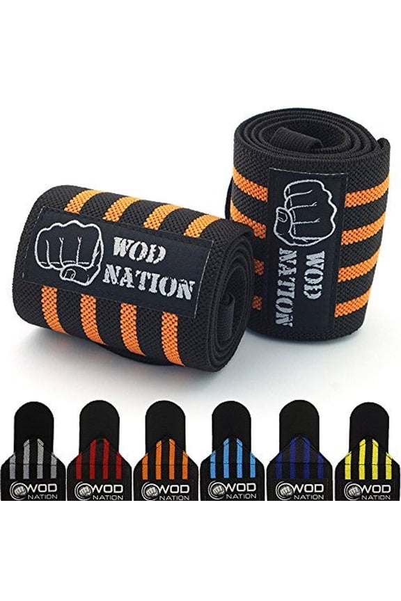 Gym Wrist Wraps - 12-Inch, Black & Orange - Wrist Support & Stability for Weightlifting, Powerlifting & Strength Training with Thumb Loop & Hook-and-Loop Closure
