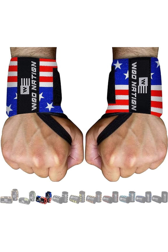 Professional Wrist Wraps & Straps for Gym & Weightlifting (12 inch) - Weight Lifting Wrist Wraps & Gym Wrist Straps Support for Optimal Powerlifting Performance For Women & Men - Flag