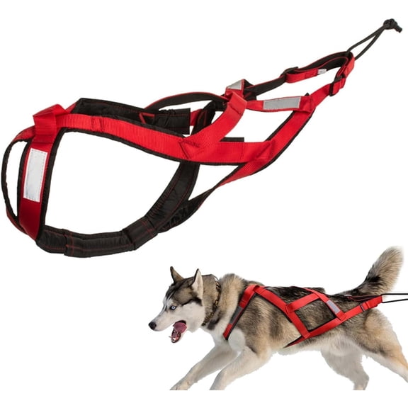 Professional X-Back Style Dog Mushing Harness, Reflective Weight Pulling Vest for Canicross, Skijoring & Bikejoring, Gear for Husky