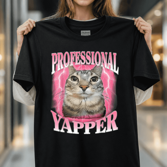 Professional Yapper Cat Funny Oddly Specific Dank Meme Sarcastic Unisex T-Shirt_pixian_ai, S-5XL