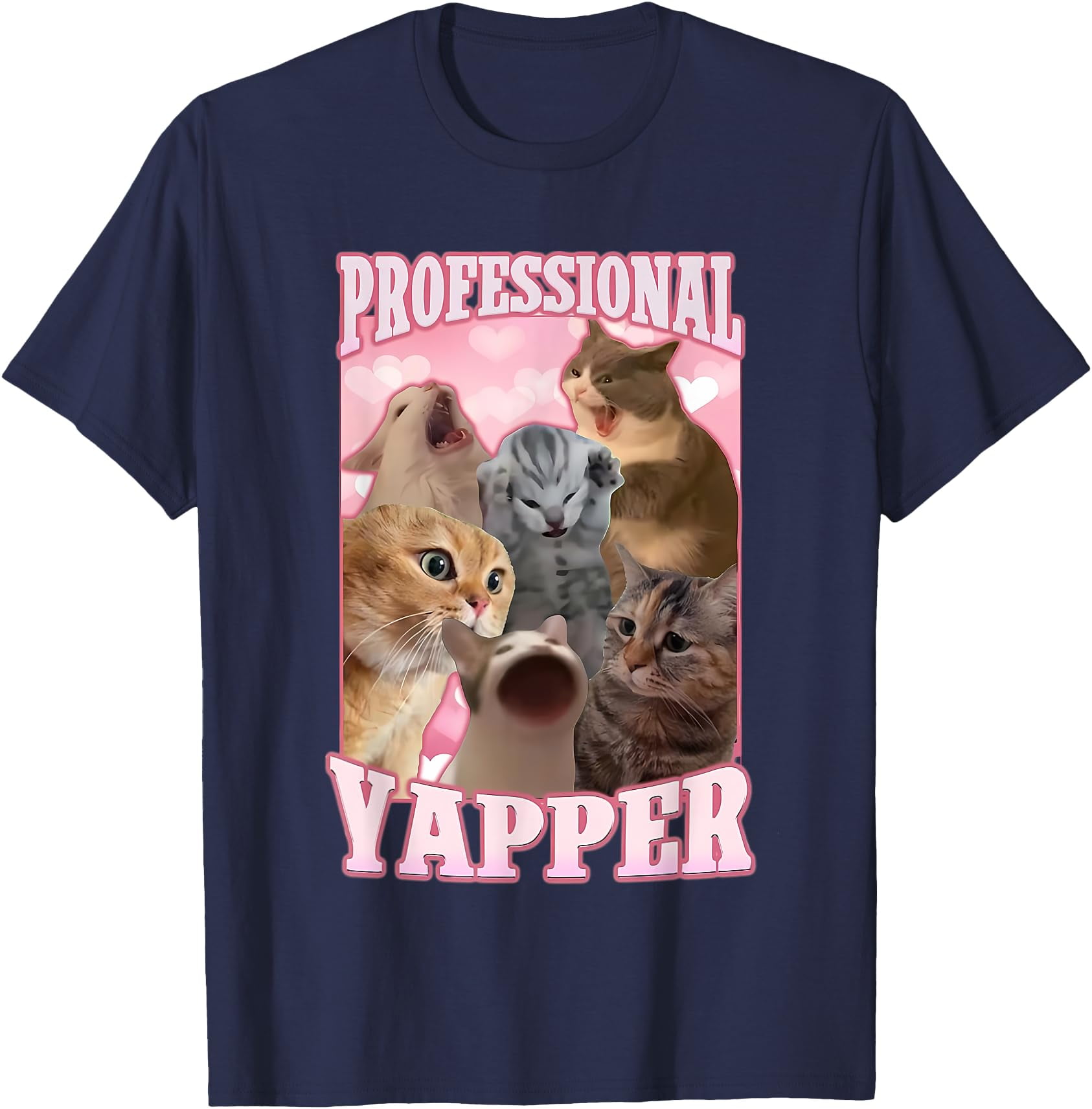 Professional Yapper Funny Cat Meme Goofy Softstyle Unisex T-Shirt,Navy ...