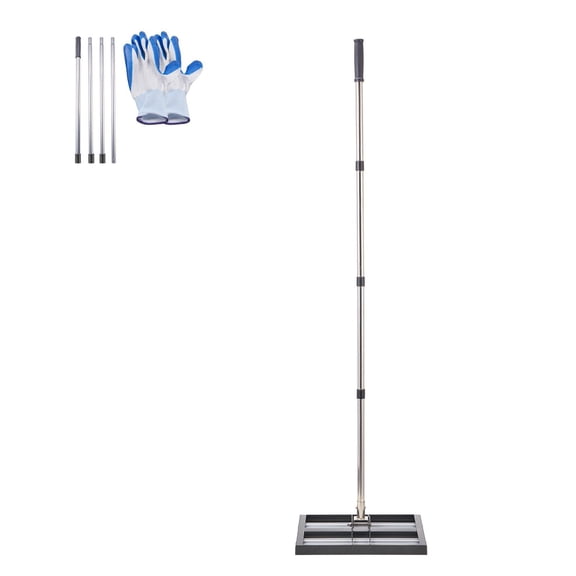 Professional Yard Leveling Rake with Extended Adjustable Handle (17x10in Head, 63.4in Handle)