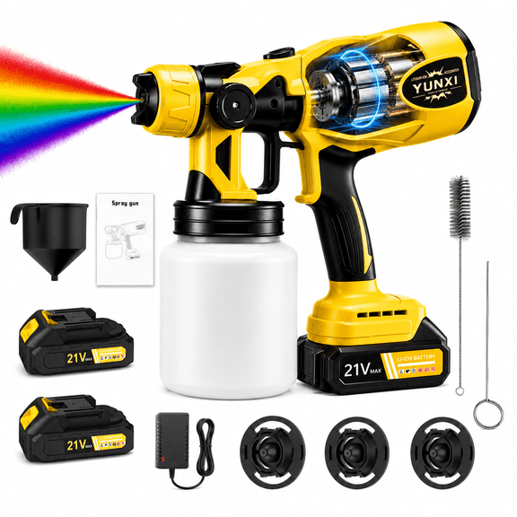 Professional Yellow Gravity Feed Air Spray Gun, Lightweight Pneumatic Paint Gun for Primer and Base Coat